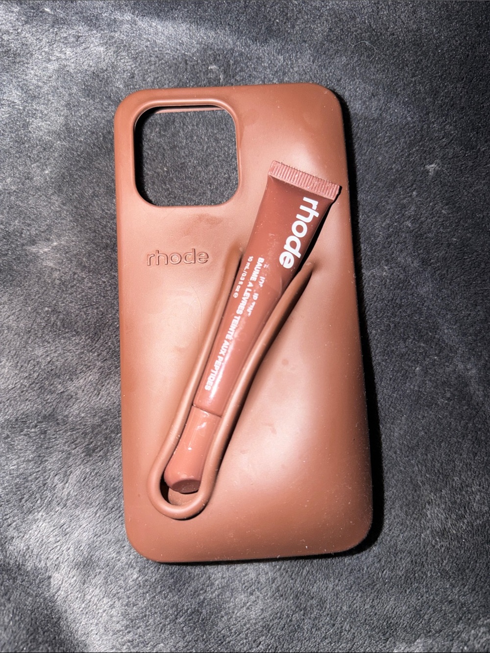 RHODE Brown Silicone iPhone Case with Lip Balm Slot